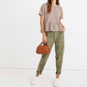 Madewell gingham boxy peplum top